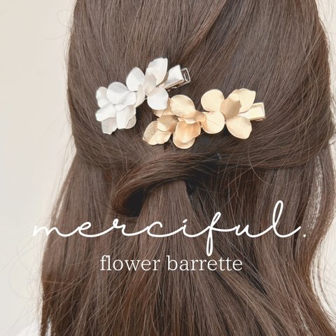 Flower barrette フラワーバレッタ　ヘアアクセサリー　ブライダル　ウェディング　お呼ばれ　