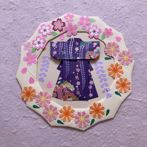 折り紙着物リース＊紫