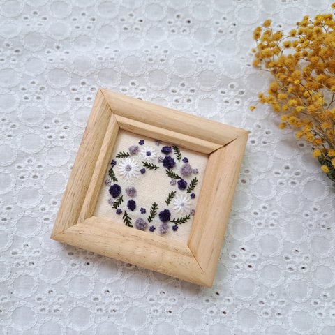 ♥フラワーリース purple 💐刺繍フレーム