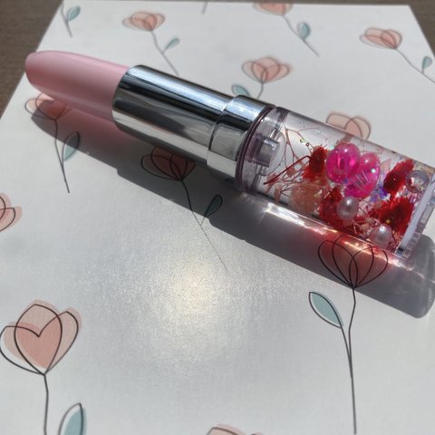 リップ型💄ハーバリウムミニボールペン (ライトピンク)赤