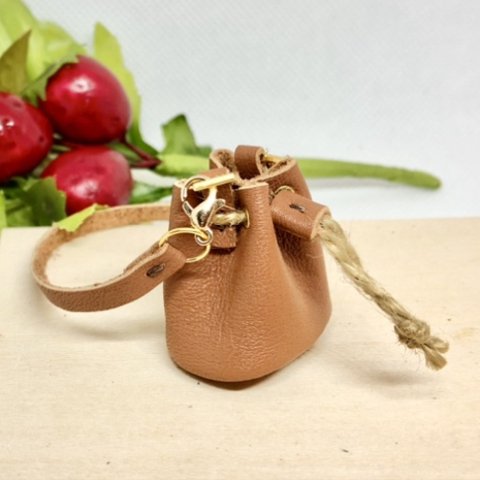 革細工　ミニチュア巾着　miniature bag.