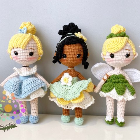 編みぐるみオーガニック コットンプリンセス人形3体セット(好きな人形を選べる❤️)