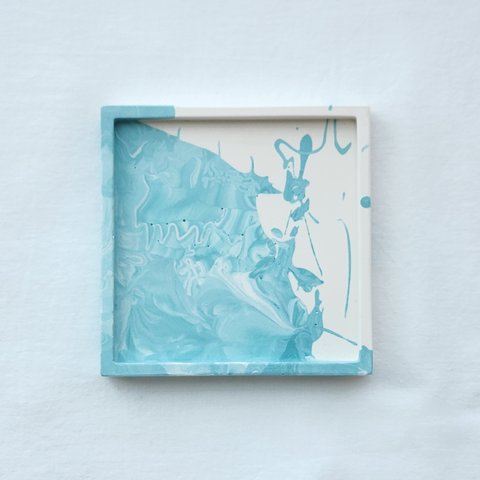 Square tray / 四角形トレイ - Sky blue & white