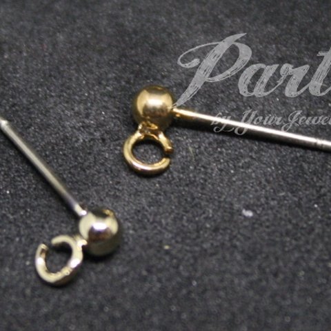 3mm/カン付きピアス/ポストピアス/チタン製/アクセサリー/DIY/金具/パーツ【10個】