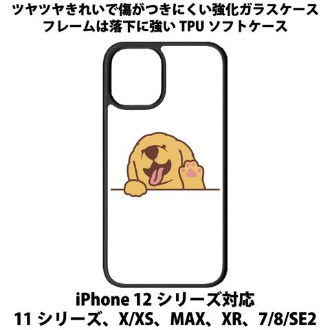 送料無料 iPhone13シリーズ対応 背面強化ガラスケース 犬4