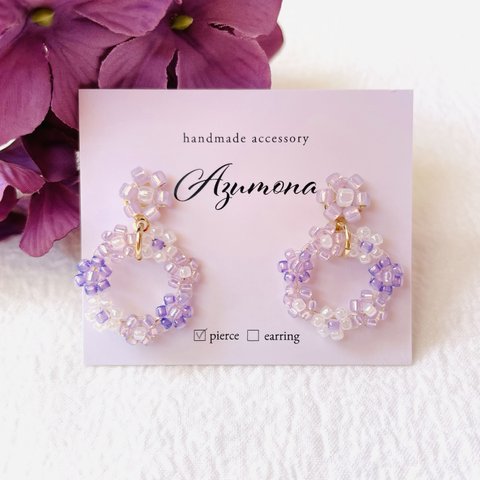 【再販】パープルの花輪𓆸⋆*ピアス