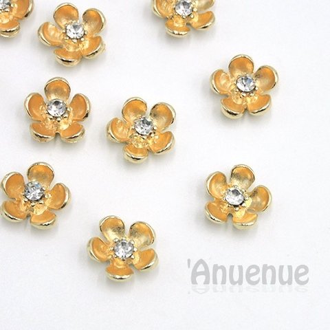 メタルカボション 13mm【 Petit flowers / Gold 】5個