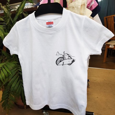 kids Tシャツ　茅ヶ崎はビーチクルーザー　白　ワンボイント