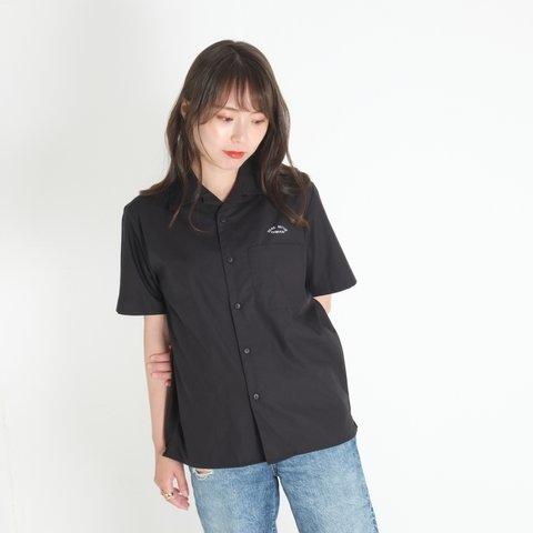 オープンカラーシャツ　半袖　ブラック/ユニセックス