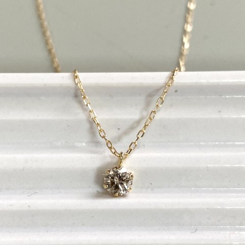 K18 ダイヤ ネックレス 0.15ct 一粒 イエローゴールド K18YG 18K