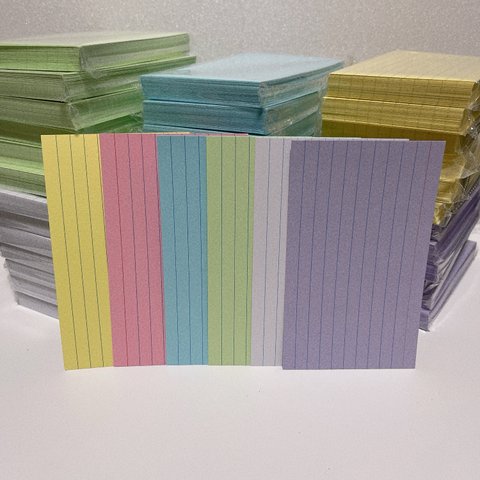 インデックスカード　罫線入　カラー　メモ　全色セット　各10枚セット　60枚