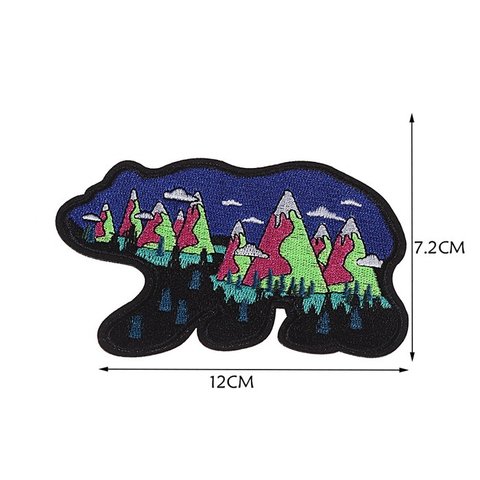 熊 クマ キャンプ 山 ワッペン アップリケ アイロン対応 モチーフ 1枚