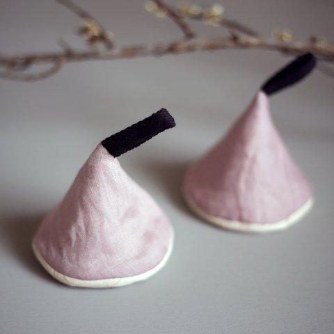 三角鍋つかみ　2個セット　リトアニアリネン　桜色　ピンク　サクラカラー　無地　北欧雑貨　キッチン雑貨