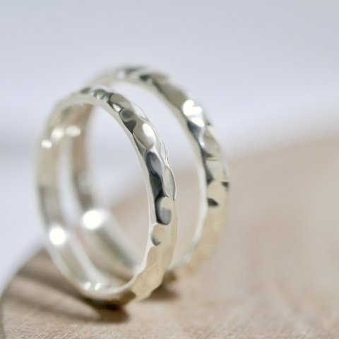『miꪀᥲmo』水面の結婚指輪 カジュアルモデル ホワイトゴールド ペアリング 2本セット ( 光沢orマット )  結婚指輪のオーロ