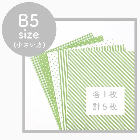 ※B5 各1枚•5枚set 模様入り画用紙〈ライトグリーン〉     背景紙・台紙・壁面飾りに