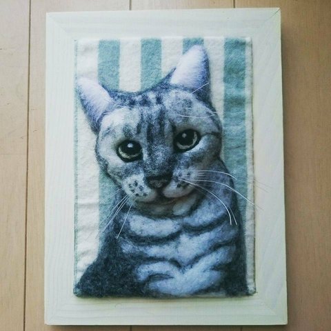 【額縁の中のニャンコ　～Felting Picture～】　アメリカンショートヘア