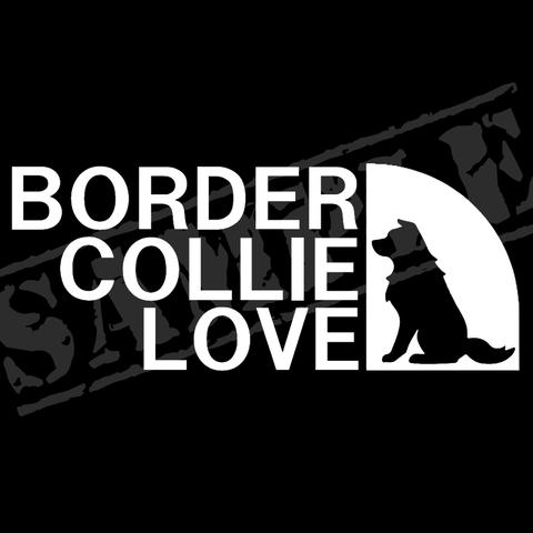 BORDER COLLIE LOVE パロディステッカー （ボーダーコリー）座り姿バージョン / 7cm×17cm