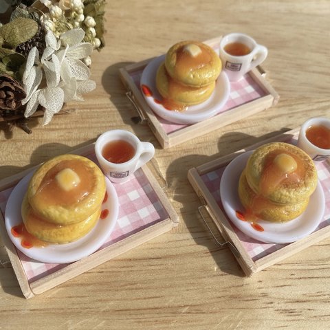 ミニチュアフード　メイプルシロップたっぷり♡パンケーキセット♡
