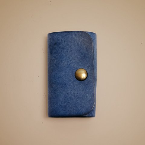 Waxed Leather Key Case #Blue