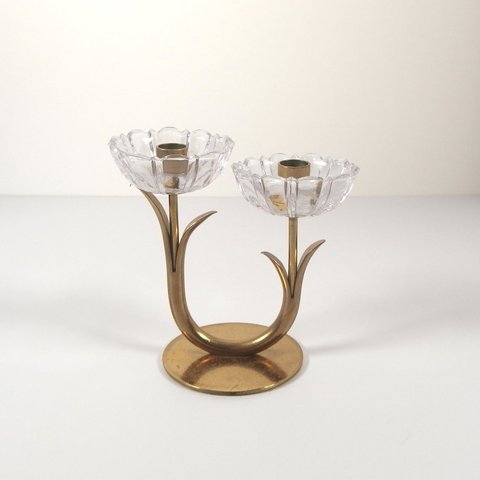 【北欧 スウェーデン ヴィンテージ】Ystad metall （イースタッド・メタル） candle stand glass