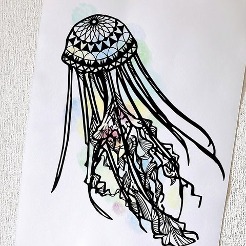 切り絵　クラゲ