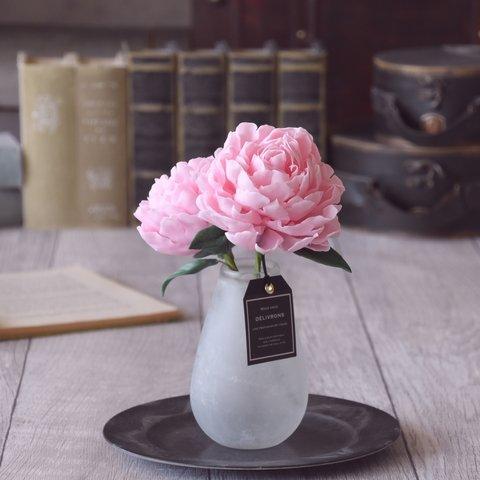 ◆粘土のお花◆ 芍薬（シャクヤク）　ピンク　クラウドドロップベース ・・・S811