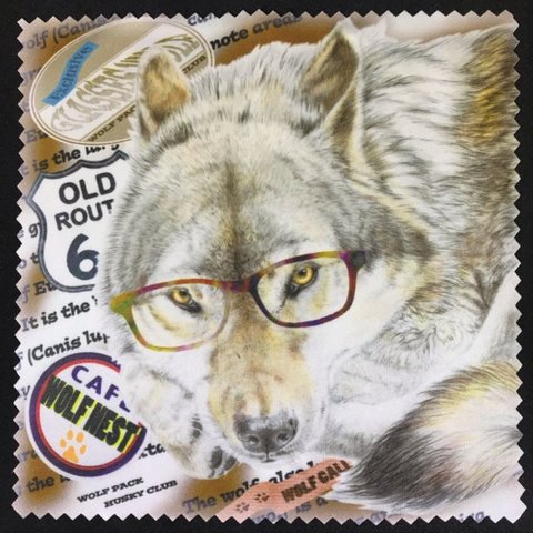 メガネをかけたオオカミ メガネ拭き