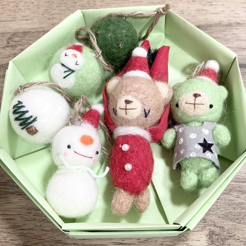 ★羊毛フェルト★クリスマスオーナメント6点セット-50-