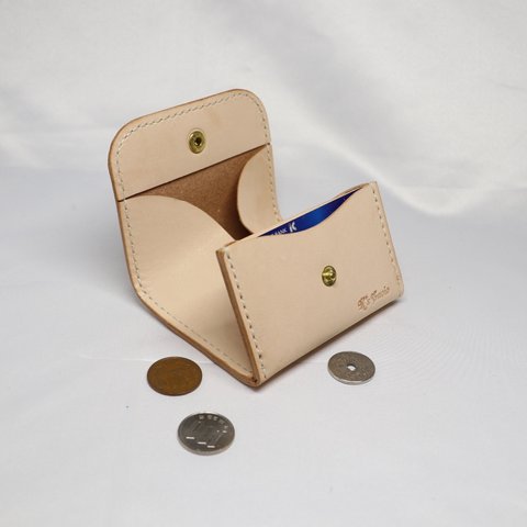 ヌメ革 ボックス小型財布（ナチュラル色）【送料無料】