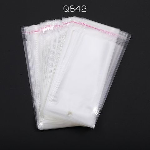Q842  200枚  OPP袋 透明テープ付き 1穴 9.5×21.7cm  2X（100枚）