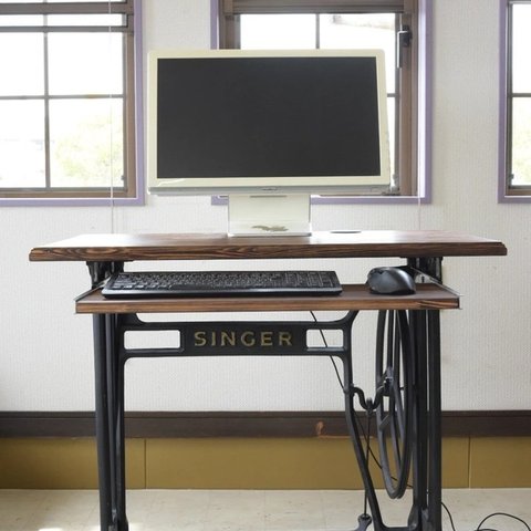 SINGER パソコンデスク　80×53㎝　サイズ変更可　ストレート脚　リモートワーク　ワークテーブル　　机　デスク　