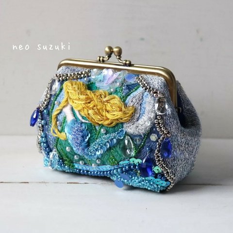 人魚姫 手刺繍のポーチ