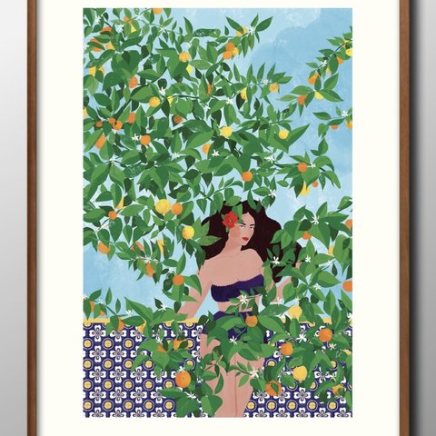 12808■A3アートポスター『Hawaii　ハワイ　南国の果実』絵画/イラスト/デザイン/上級マット紙採用/北欧