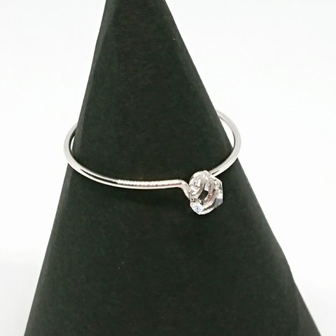 セミオーダーリング ハーキマーダイヤモンド(NYハーキマー産) シンプル 希少 華奢 上品 結晶 一粒