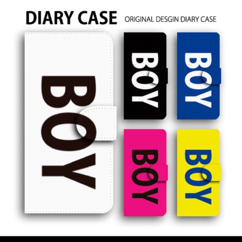 ロゴ boy 可愛い シンプル スマホケース 手帳型 全機種対応 iPhone8