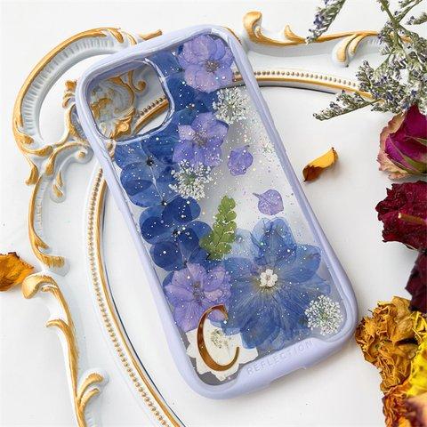 紫陽花iFace風押し花スマホケース*全機種対応*手帳型*iPhone15*iPhone15Pro iPhone15plus iPhone14 iPhone14Pro iPhone14plus