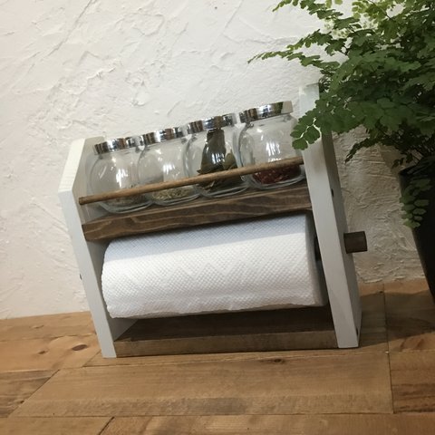 2段kitchen paper shelf  キッチンペーパー スパイスラック