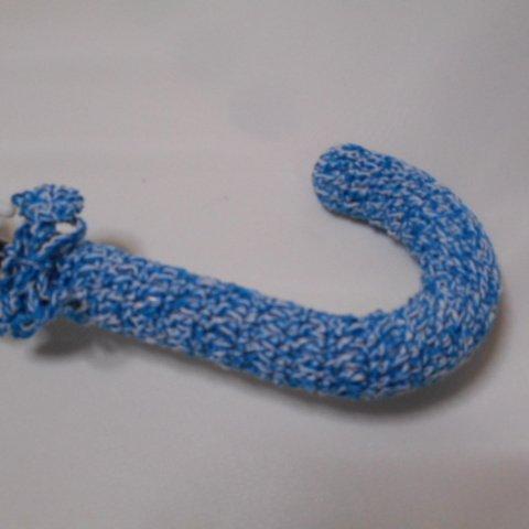 手編みの傘の柄カバー☆ホワイト・ブルー
