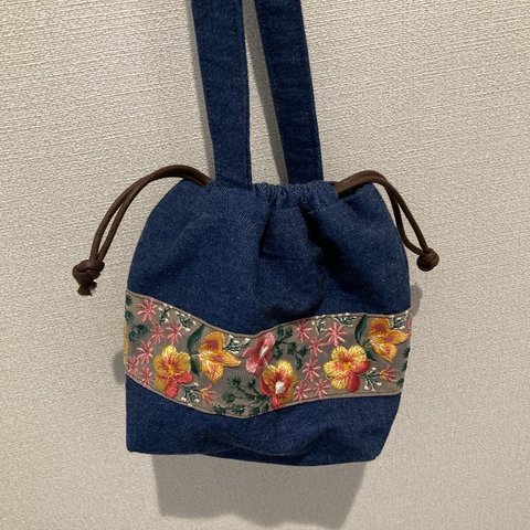 インド刺繍デニムbag  3wayバッグ