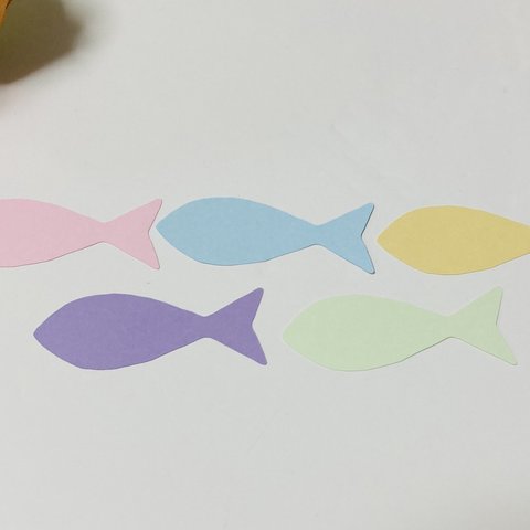 魚のメッセージカード40枚（中）パステルカラー　スクラップブッキングにも