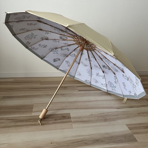 日傘 雨傘 折りたたみ傘 和傘 骨16本 晴雨兼用 UVカット E2/小花赤