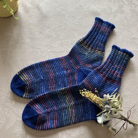 opal毛糸🧶ボーダーソックス🧦送料無料