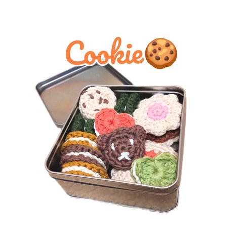 あみものCookie缶🍪クッキー缶大🤍コットン