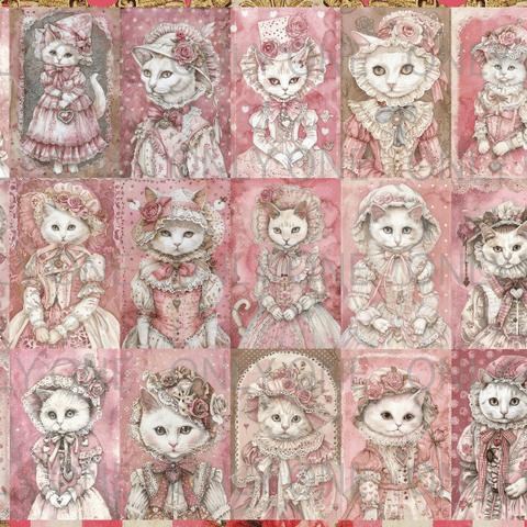 デザインペーパー　PINK VICTORIA CAT コラージュシート