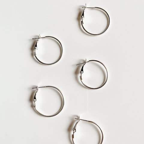 LAST１点アイテム【6pcs  silver #ls】simple hoop pierce parts