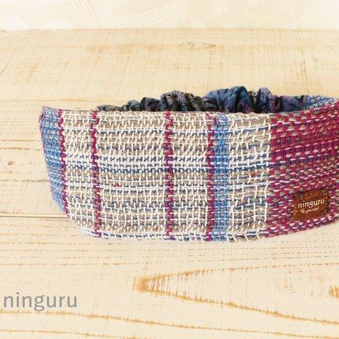 nisipirica工房の手織りターバン（青×紫　No.1)