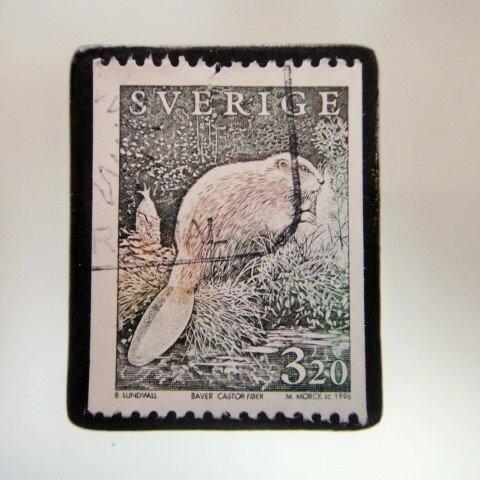 アップサイクル　スウェーデン切手ブローチ4953