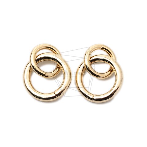 PDT-2402-G【2個入り】ダブルラウンドペンダント/Double Round Earring Charm