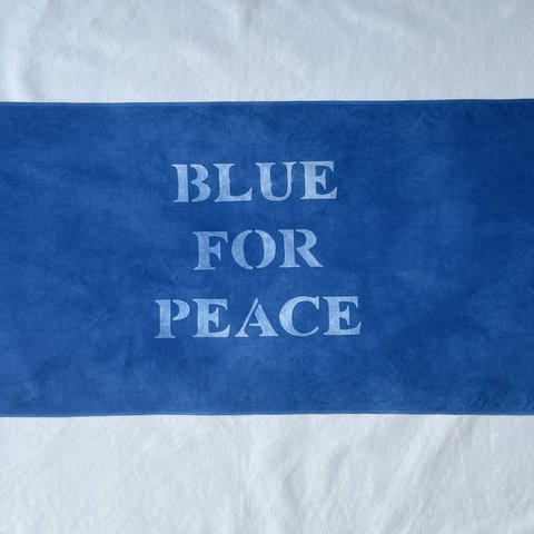 送料無料　藍染てぬぐい BLUE FOR PEACE 絞り染め　青　手染め