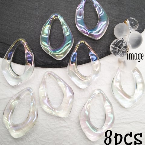 【商品入れ替え★50％OFF SALE♪】オーロラカラー【chmm4330acrc】【８pct】clear frame drop charm  　ドロップ・雫・アクリル・オーロラ